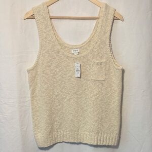 J. Crew Factory NWT Sweater Tank Cream Large Slub Fabric Cotton Poly Blend